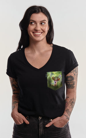 T-Shirt col en V semi-ajusté - Cerf Pathétik