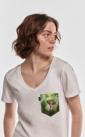 T-Shirt col en V semi-ajusté - Cerf Pathétik