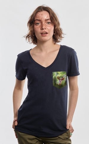 Semi-adjusted V-neck T-shirt - Cerf Pathétik