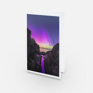 Northern lights on the rocks - Greeting card