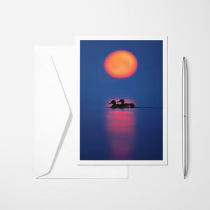 Moonset ducks - Greeting card