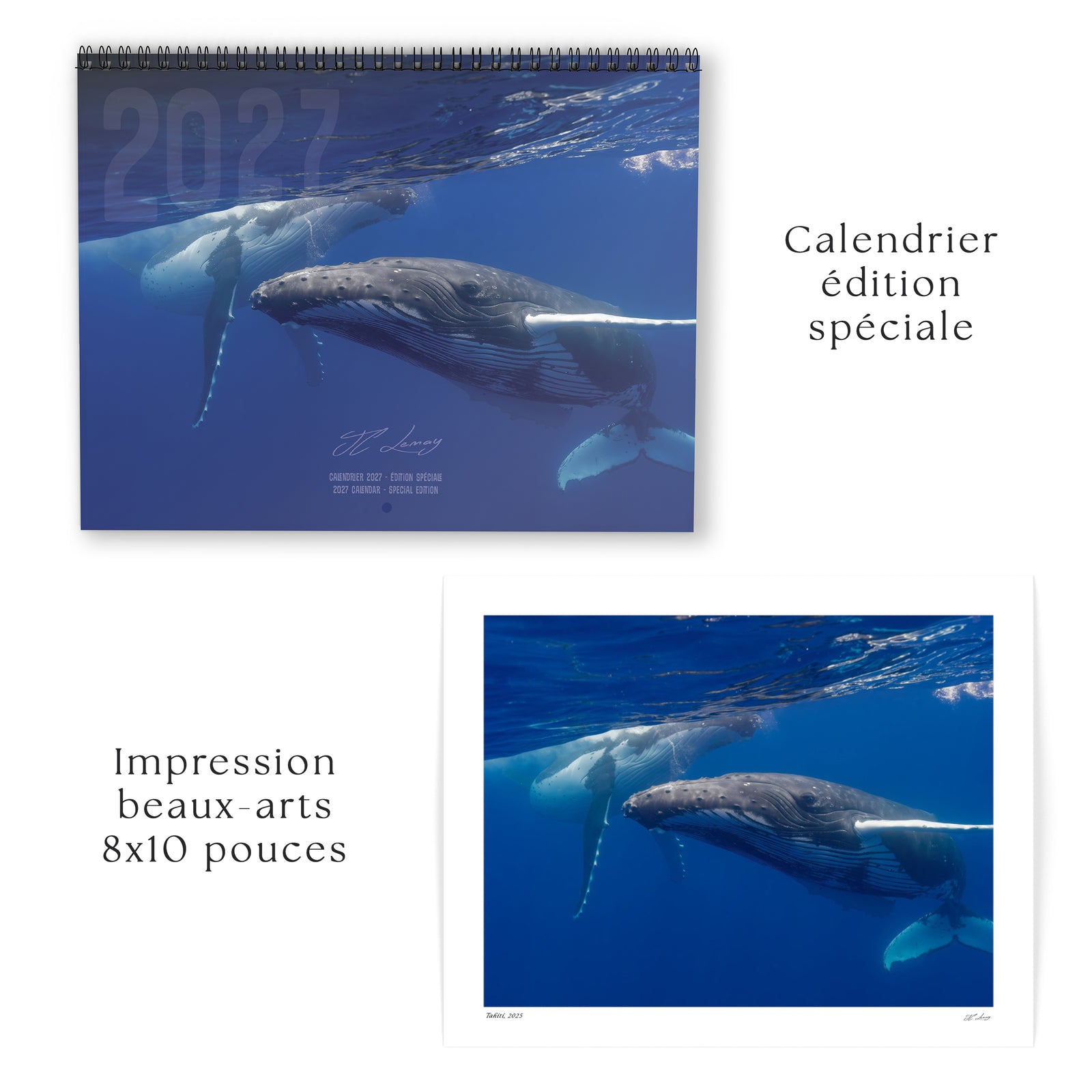 Combo calendrier 2027 Polynésie + Impression 8x10 pouces