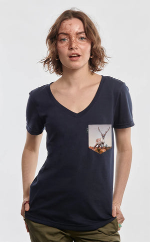 Semi-adjusted V-neck T-shirt - Vintsinçenne