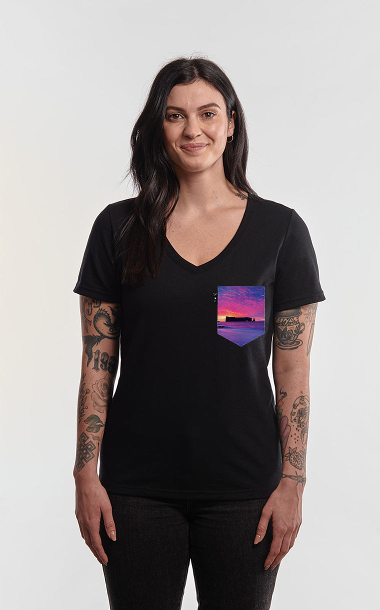 T-Shirt col en V semi-ajusté - Pierre Trouée