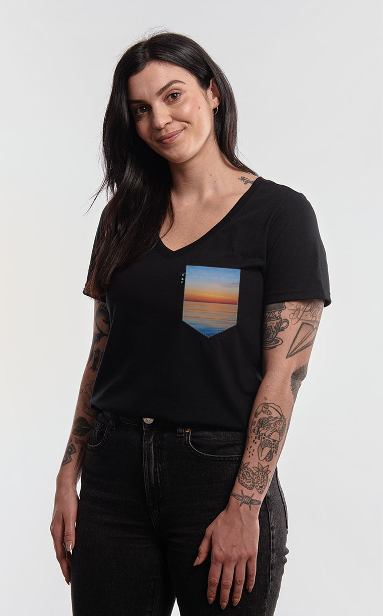 T-Shirt col en V semi-ajusté - D'eau dawn