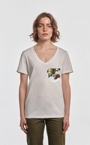 Semi-adjusted V-neck T-shirt - Martre Labrèche