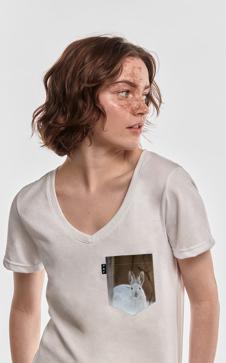 T-Shirt col en V semi-ajusté - Lièvre Gercé