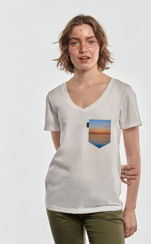 T-Shirt col en V semi-ajusté - D'eau dawn
