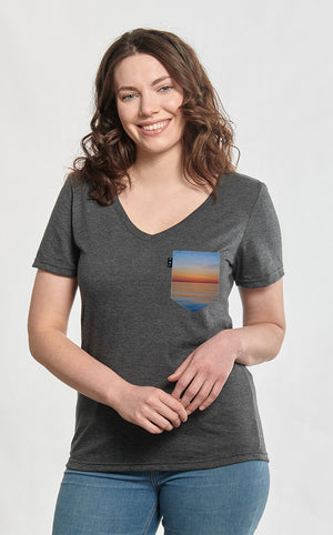 T-Shirt col en V semi-ajusté - D'eau dawn