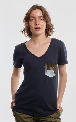 T-Shirt col en V semi-ajusté - Lièvre Gercé