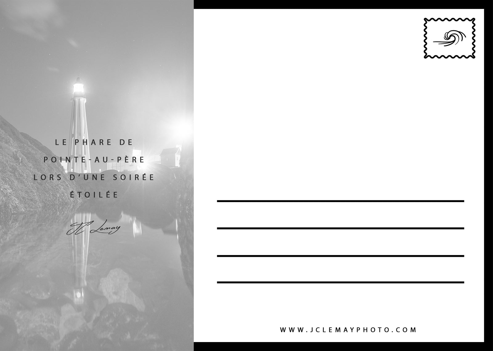 Carte postale du phare de Pointe-au-Père sous un ciel étoilé par Jc Lemay Photo